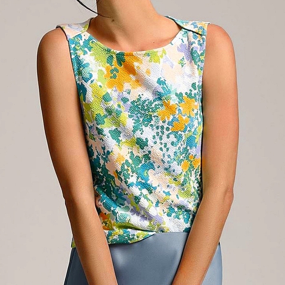 Anthropologie Green and Gold Fitted Tank Top